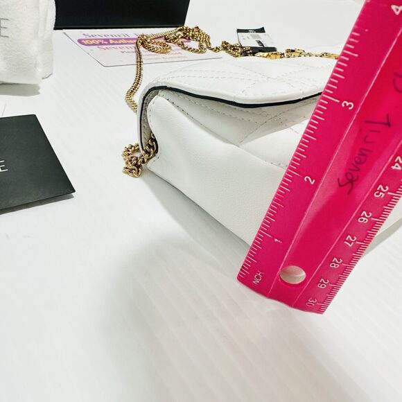 NWT Versace Virtus Mini White Quilted Leather Crossbody Bag with Gold Chain - Picture 10 of 15